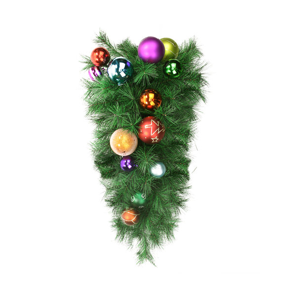 Northlight Pack of 2 MultiColor Ball Ornament Long Needle Pine Artificial Christmas Teardrop